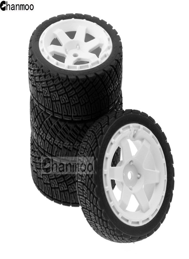 Chanmoo 1/10 Rally Tires and Plastic Drift Wheels 12mm Hex RC On Road Tyres for 1:10 Scale Street Car Tamiya TT01 TT02 XV01 TA06 A959 PTG2 144001 HPI KYOSHO HSP PTG2 Traxxas 4PCS - Image 5